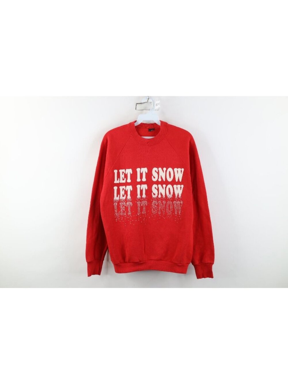 Vintage 80s Streetwear Womens Large Christmas Let It Snow Raglan Sweatshirt USA